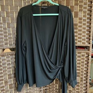 Eloquii Black Faux Wrap Long Sleeve Top sz 22/24